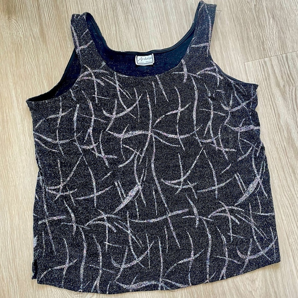BLACK GLITTERED BLACK WOMEN TANK TOP SIZE XL